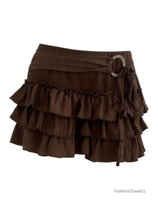 Other - Ruffle Tiered Ring Linked Shorts Tie Front Wide Leg Boho Shorts